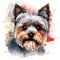 Detailed Cartoon Yorkie Dog in Watercolor Style