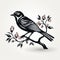 Detailed Character Design: Black Bird Silhouetted On Branches With Roses