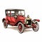 Detailed Character Illustration Of A Red Antique Car In Neo-academism Style