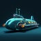 Detailed Character Illustration Of A Sci-fi Submarine On Black Background