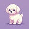 Detailed Character Illustration Of A White Bichon Frise Puppy