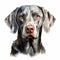 Detailed Charcoal Drawing Of German Weimaraner Dog On Isolated White Background
