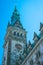 Detailed City Hall Tower with old clock. Hamburg, Germany. Vertical shot