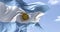 Detailed close up of the national flag of Argentina waving in the wind on a clear day