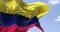 Detailed close up of the national flag of Colombia waving in the wind on a clear day