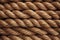 This detailed close up shot captures the intricacies of a secure and durable rope, A knotted and twisted texture of a rope, AI