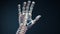 A detailed close-up of a skeleton hand, showcasing the intricate structure of the bones. Generative ai