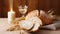 Detailed close-up of sliced grain bread on wooden background