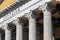 Detailed close up view of the facade of the famous neo classical building Zappeion Hall with it`s Corinthian order pillars located