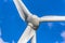 Detailed close up view of a wind turbines; generator, rotor and blade view