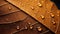 A detailed close-up of a wet leaf, capturing the intricate patterns and textures