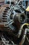 Detailed closeup of alternator generator machine engine