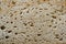 Detailed closeup of a bread with tiny holes