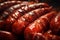 Detailed Closeup photo of cut polish sausage on wooden board. Generate ai