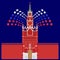 Detailed colored illustration of the Kremlin Tower. Firework.