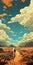 Detailed Comic Art Of A Desert Landscape With Tall Mountains And Clouds In 8k Resolution