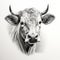 Detailed Cow Portrait: Hyperrealistic Pencil Drawing Illustration