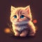 A detailed cute baby cat on brown background.