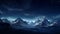 A detailed digital illustration of a snowy mountain range under a clear, starry night sky, creating a serene and visually stunning