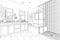 Detailed Drawing of A Custom Master Bathroom on White