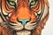 detailed drawing of a sumatran tiger face in close up