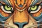 detailed drawing of a sumatran tiger face in close up