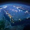Detailed Earth. Saudi Arabia on a moonlit night