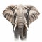 Detailed Elephant Close-up On White Background In Uhd