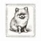 Detailed Engraving Of A Charming Pomeranian Dog In A Frame