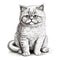 Detailed Engraving Style Cartoon Image Of Persian Cat