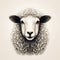 Detailed Engraving Style Sheep Head Drawing With Algorithmic Artistry