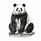 Detailed Etching Of A Majestic Panda Bear Sitting On Wooden Stakes