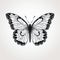 Detailed Etching Style Black And White Butterfly Vector Illustration