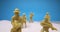 detailed extreme close-up. set of toy soldiers in the sand