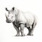 Detailed Fantasy Art Of White Rhino In High-contrast Realism