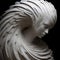 Detailed Female Head Sculpture With Futuristic Chromatic Waves