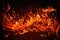 Detailed fire flames on black background, created using generative ai technology