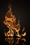 Detailed fire flames on black background, created using generative ai technology