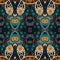 Detailed floral and paisley scarf design.Seamless retro pattern.