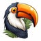 Detailed Foliage Cartoon Toucan Head Vector For 2d Game Art