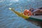 Detailed front view of recreational boat, for touristic tours, on Douro river