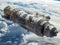 Detailed Futuristic Spacecraft Orbiting Earth, High Resolution Science Fiction Satellite, 3D Rendering Concept Art, Space