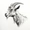 Detailed Goat Hair Drawing In Pencil On White Background