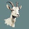 Detailed Goat Illustration On Blue Background