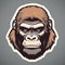 Detailed Gorilla Cartoon Sticker On Gray Background