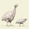 Detailed Graphite Sketches Of Male And Female Turkeys In Various Sizes