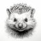 Detailed Hedgehog Portrait Drawing On White Background