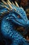 Detailed Hyperrealism Blue Dragon in the Wild. Perfect for Fantasy Posters.