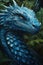 Detailed Hyperrealism Blue Dragon in the Wild. Perfect for Fantasy Posters and Invitations.