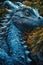 Detailed Hyperrealism Blue Dragon in the Wild. Perfect for Fantasy Posters and Wallpapers.